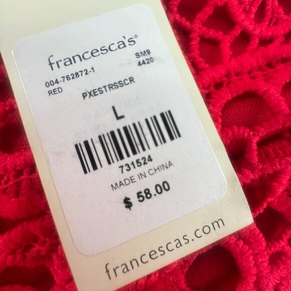 New! Francescas's Miami Lace Romper Large Red V-Neck Cap Sleeve Gorgeous Elegant - Picture 4 of 10